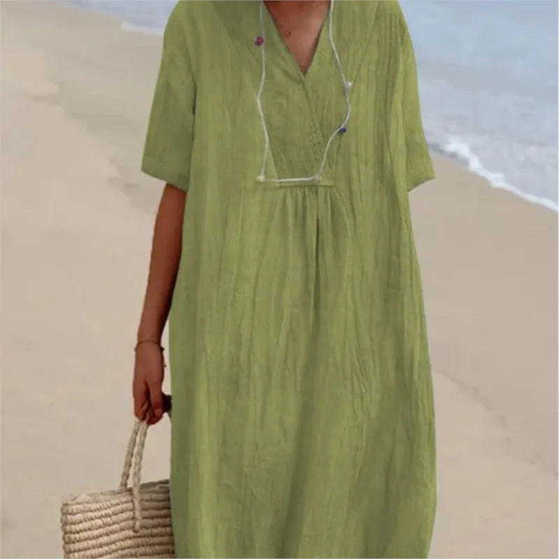 SILVANA | Relaxed maxi dress with textured fabric