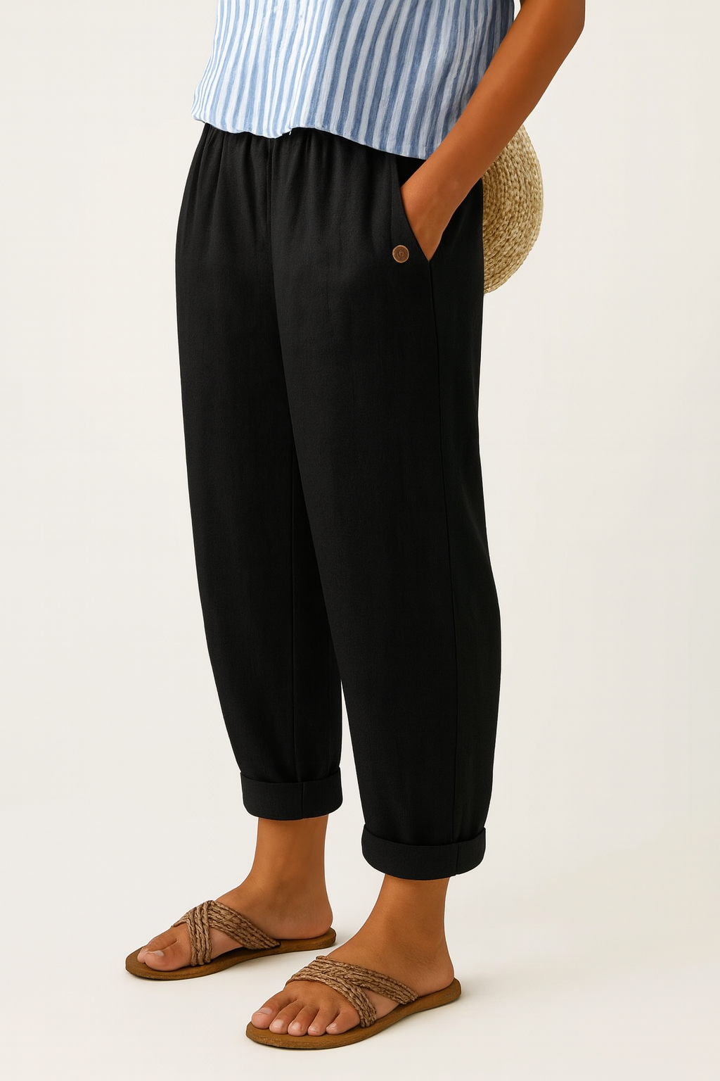 STELLA | Elastic-back wide-leg pants in soft fabric