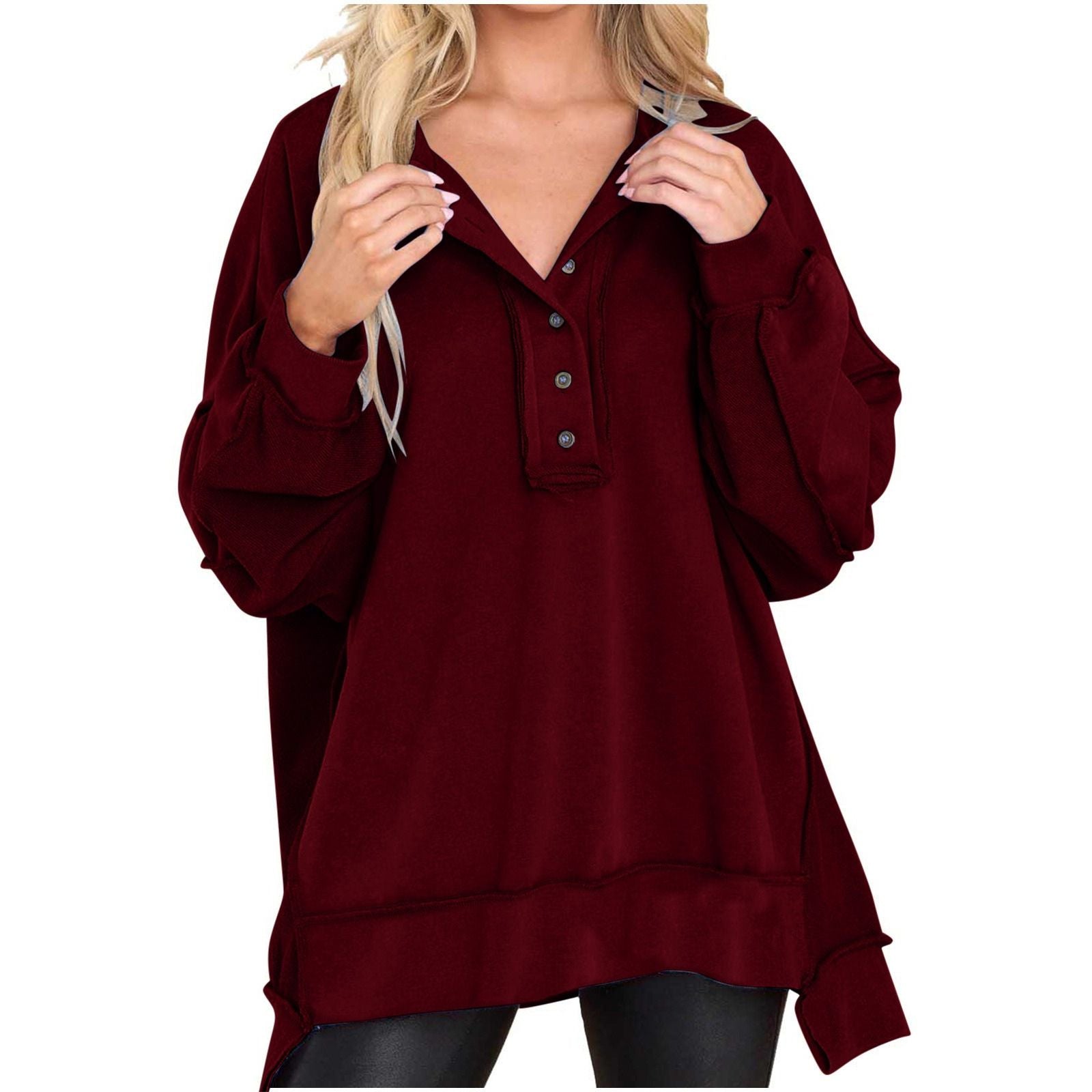 GABRIELLA | Oversized sweatshirt with quarter-button neck