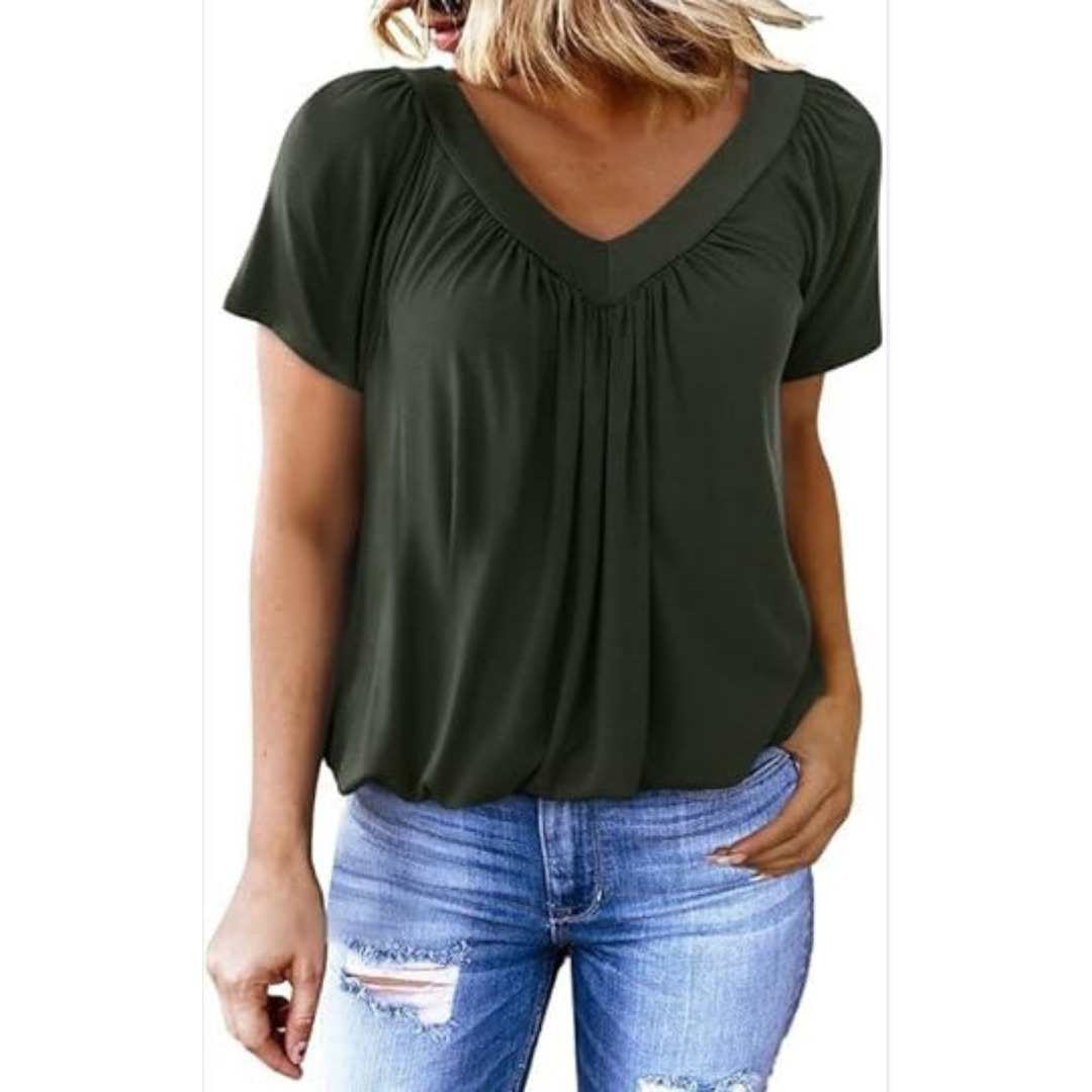 KENNEDY | Soft-touch V-neck top with clean drape