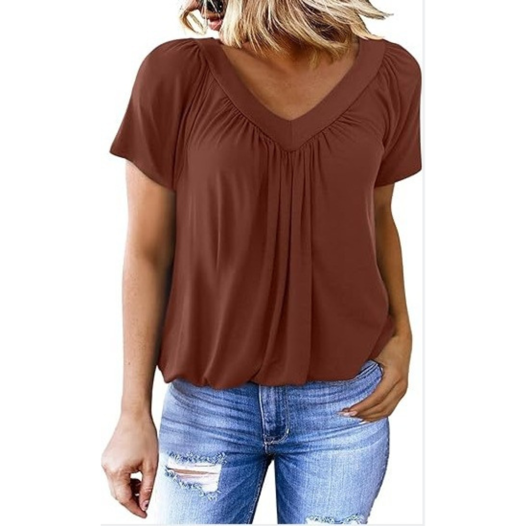 KENNEDY | Short-sleeve V-neck top in soft knit