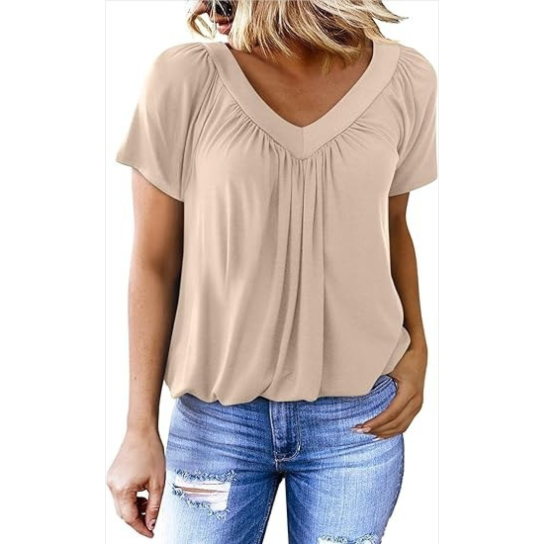 KENNEDY | Soft-touch V-neck top with clean drape