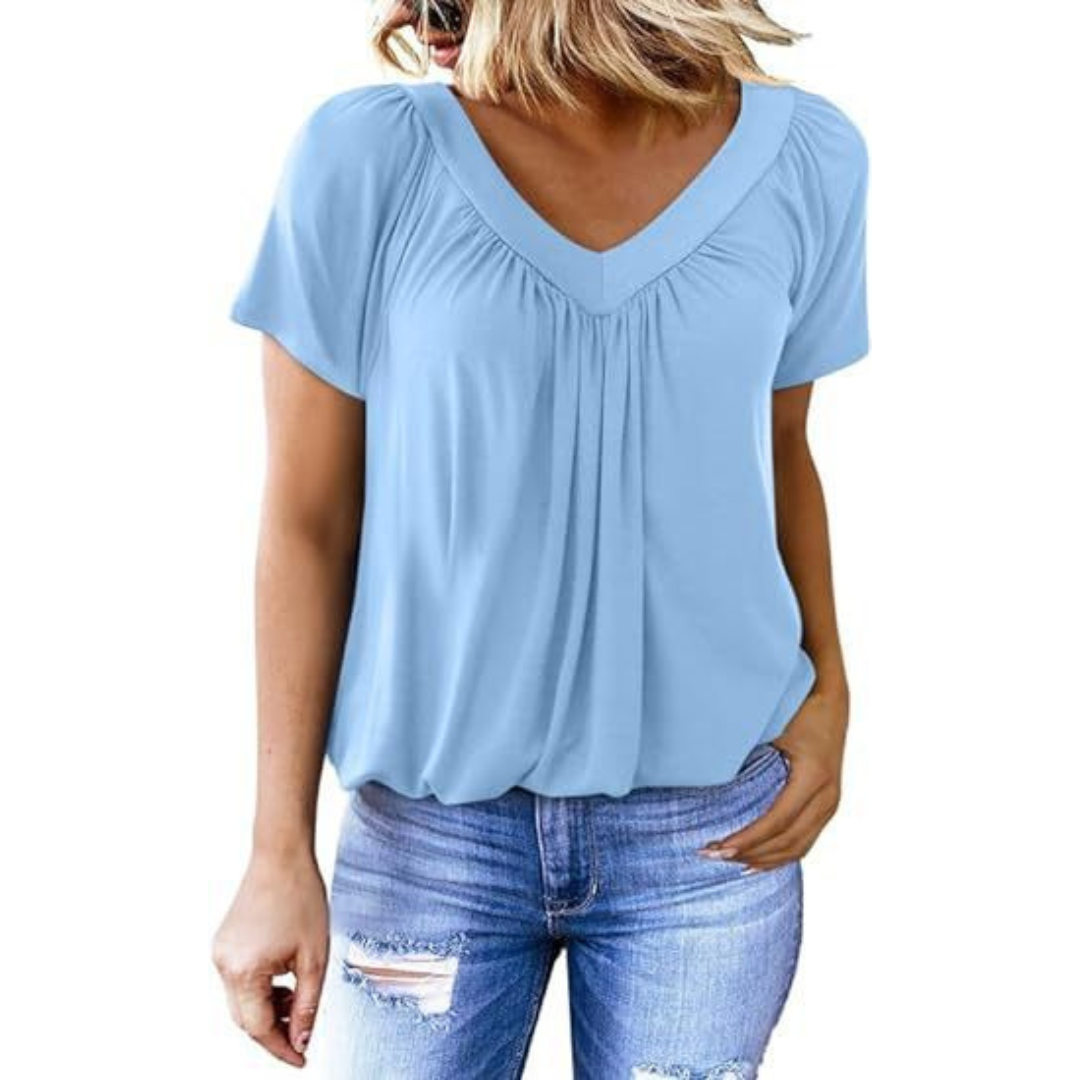 KENNEDY | Soft-touch V-neck top with clean drape