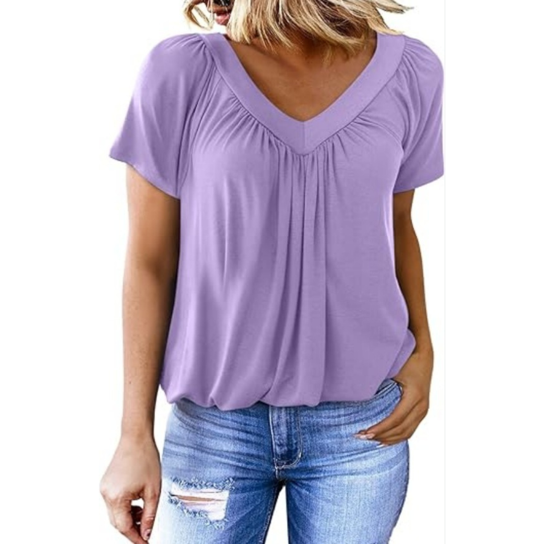 KENNEDY | Soft-touch V-neck top with clean drape