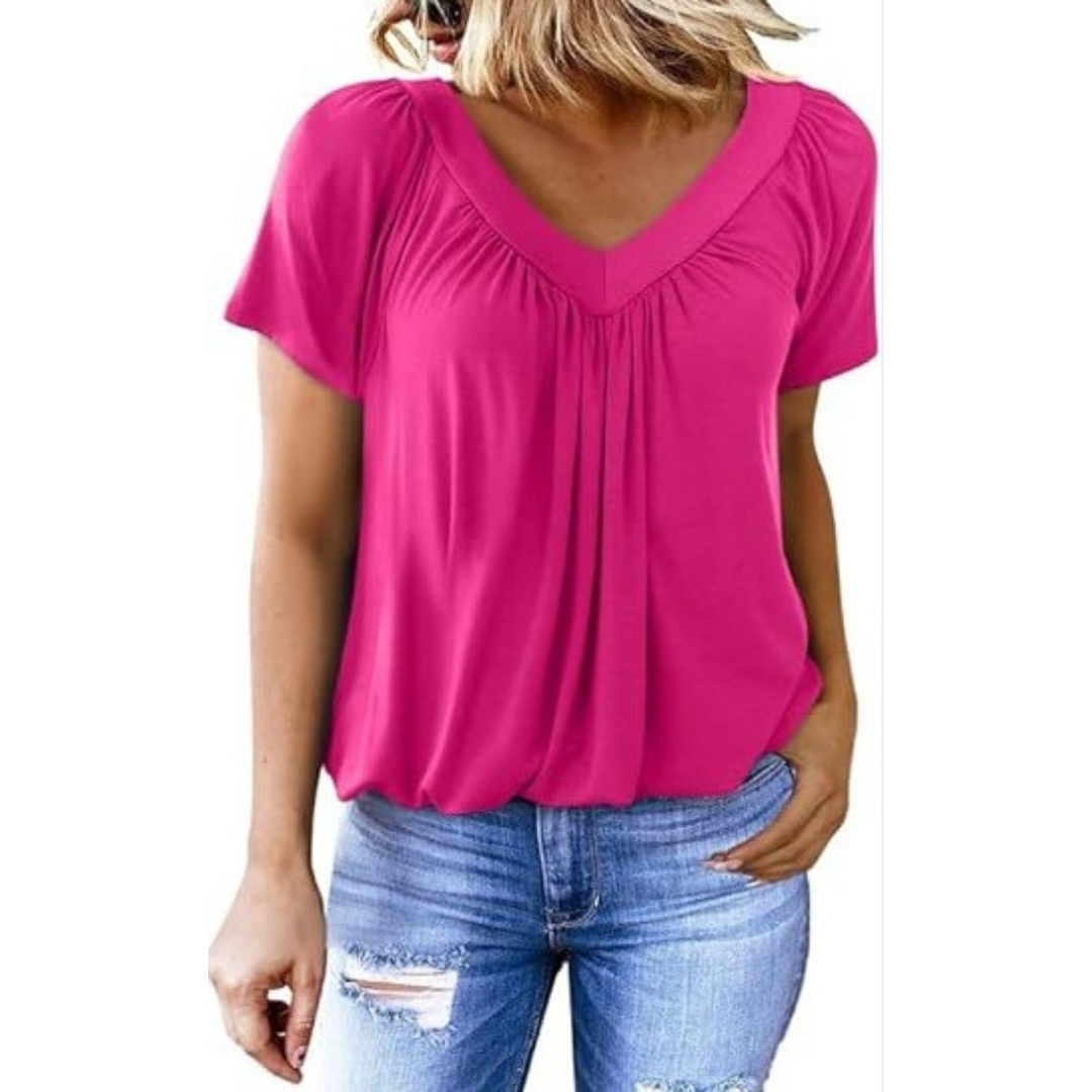 KENNEDY | Short-sleeve V-neck top in soft knit
