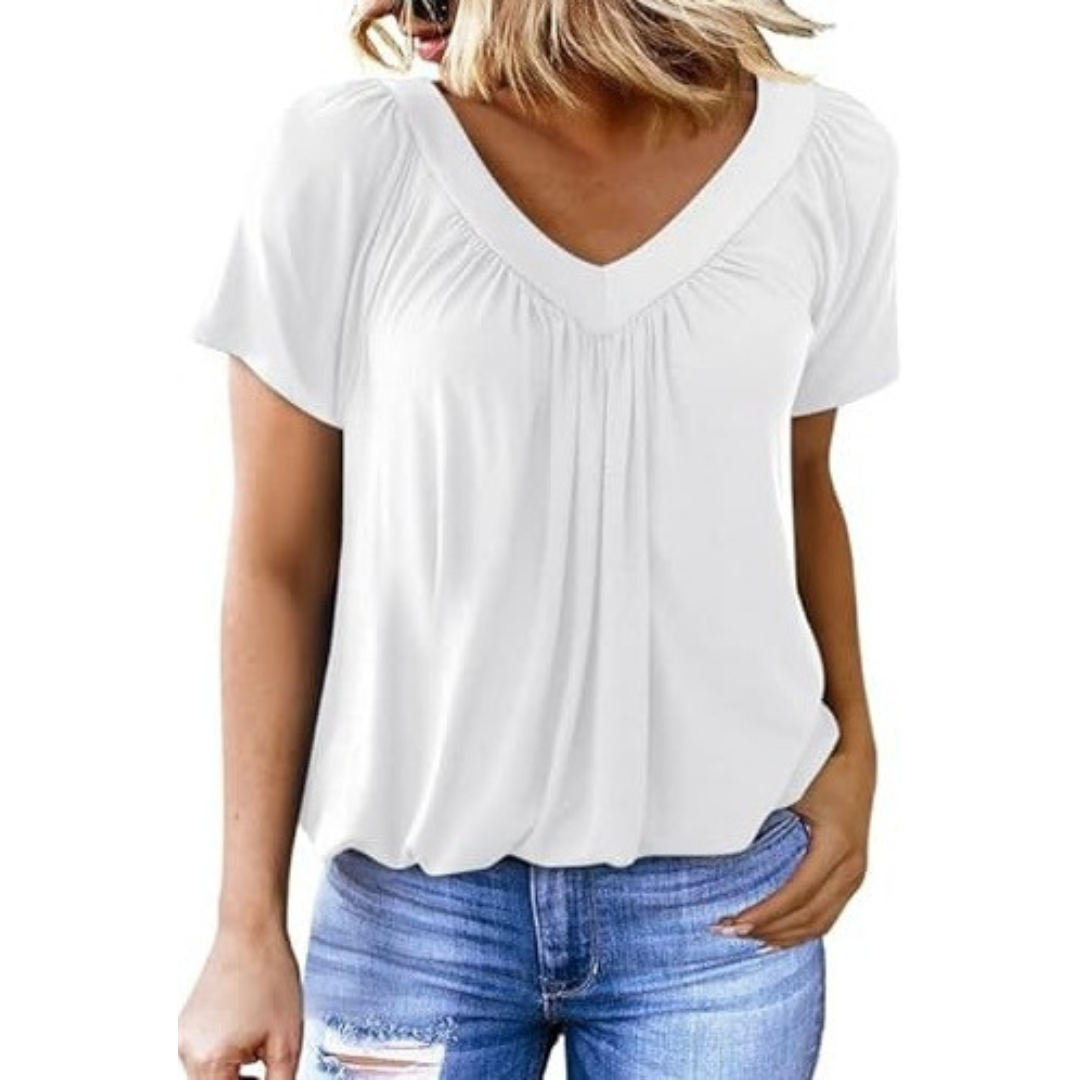 KENNEDY | Soft-touch V-neck top with clean drape