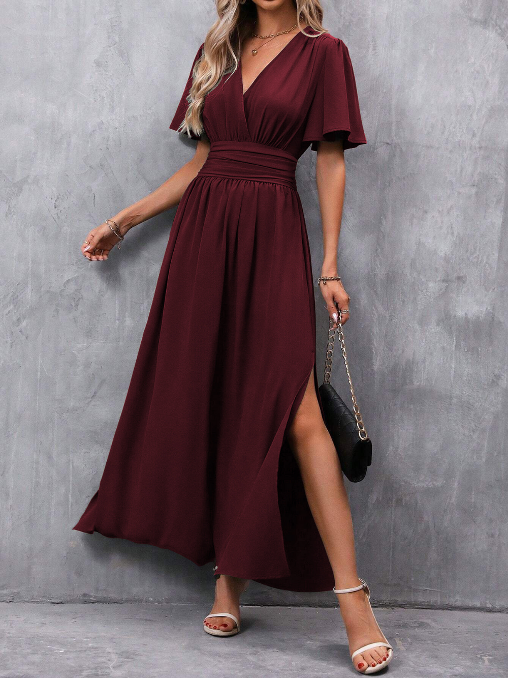 ELIZA | Lightweight belted maxi dress with flowing skirt