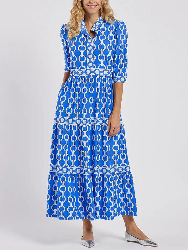 HAZEL | Three-quarter sleeve chain-link midi dress
