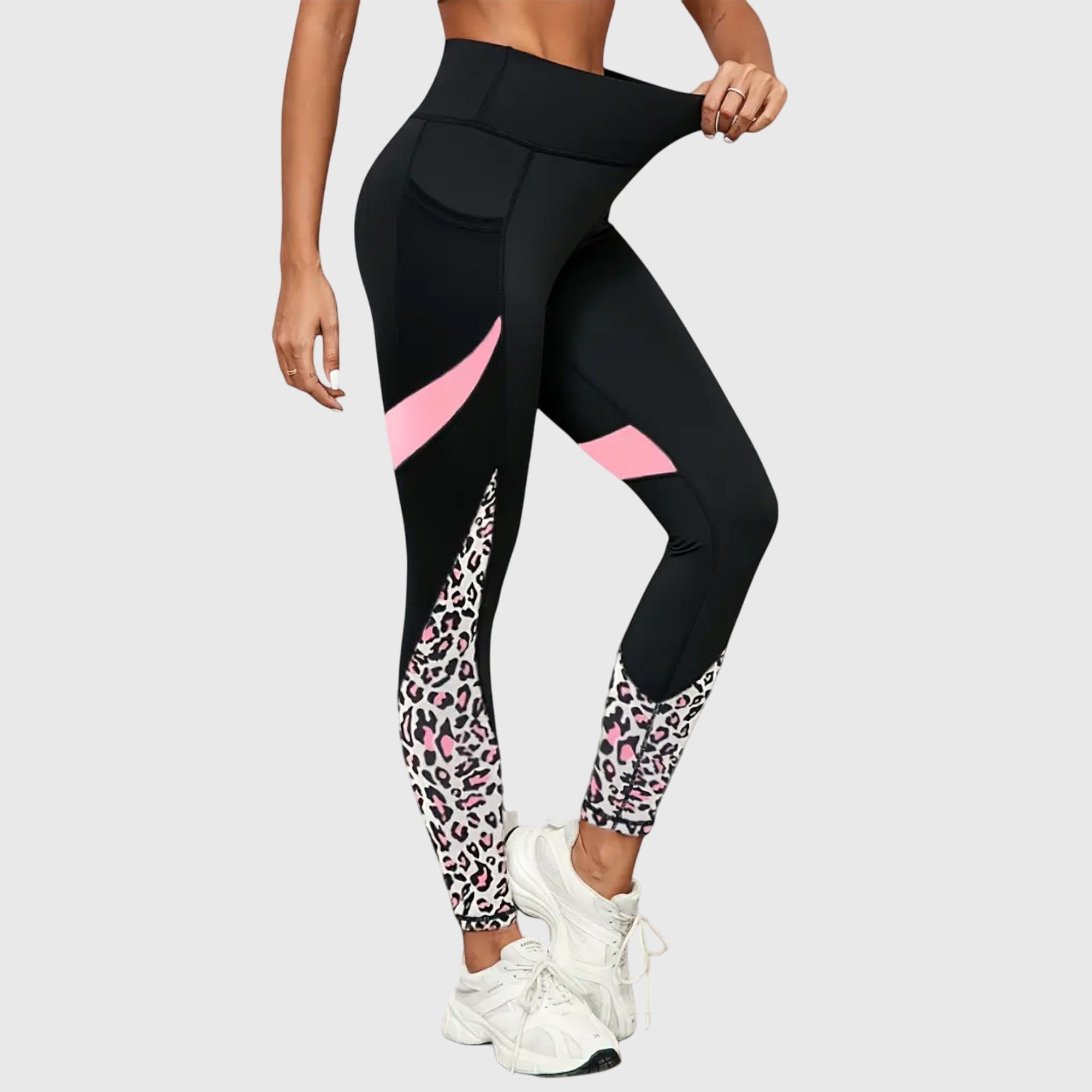 QUINN | Leopard print pants with mesh detail