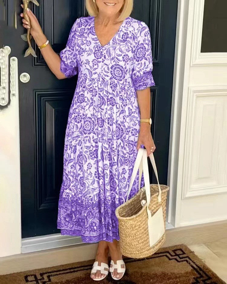 ELLIE | Soft-touch floral dress with V-neck