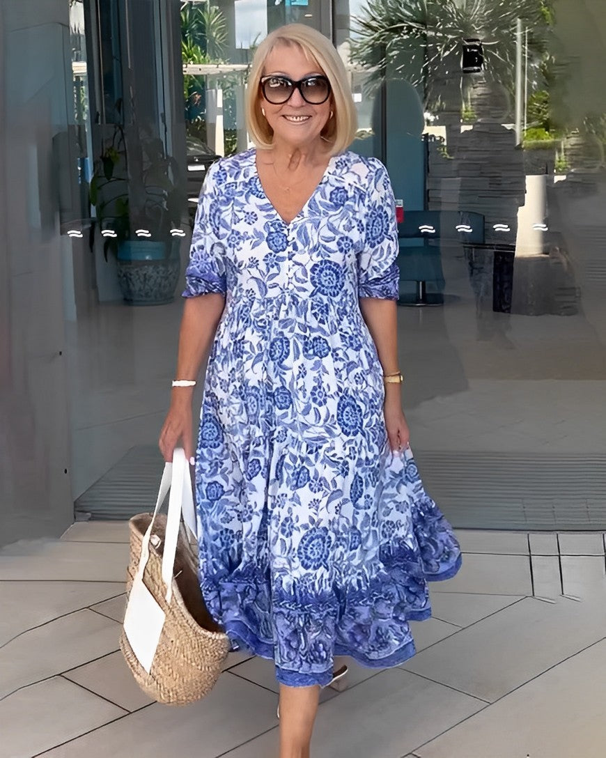 ELLIE | Soft-touch floral dress with V-neck