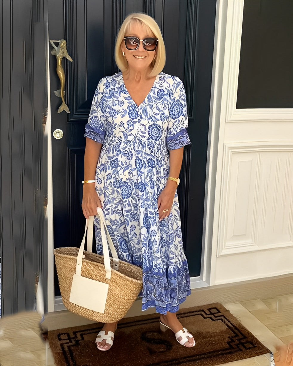 ELLIE | Soft-touch floral dress with V-neck