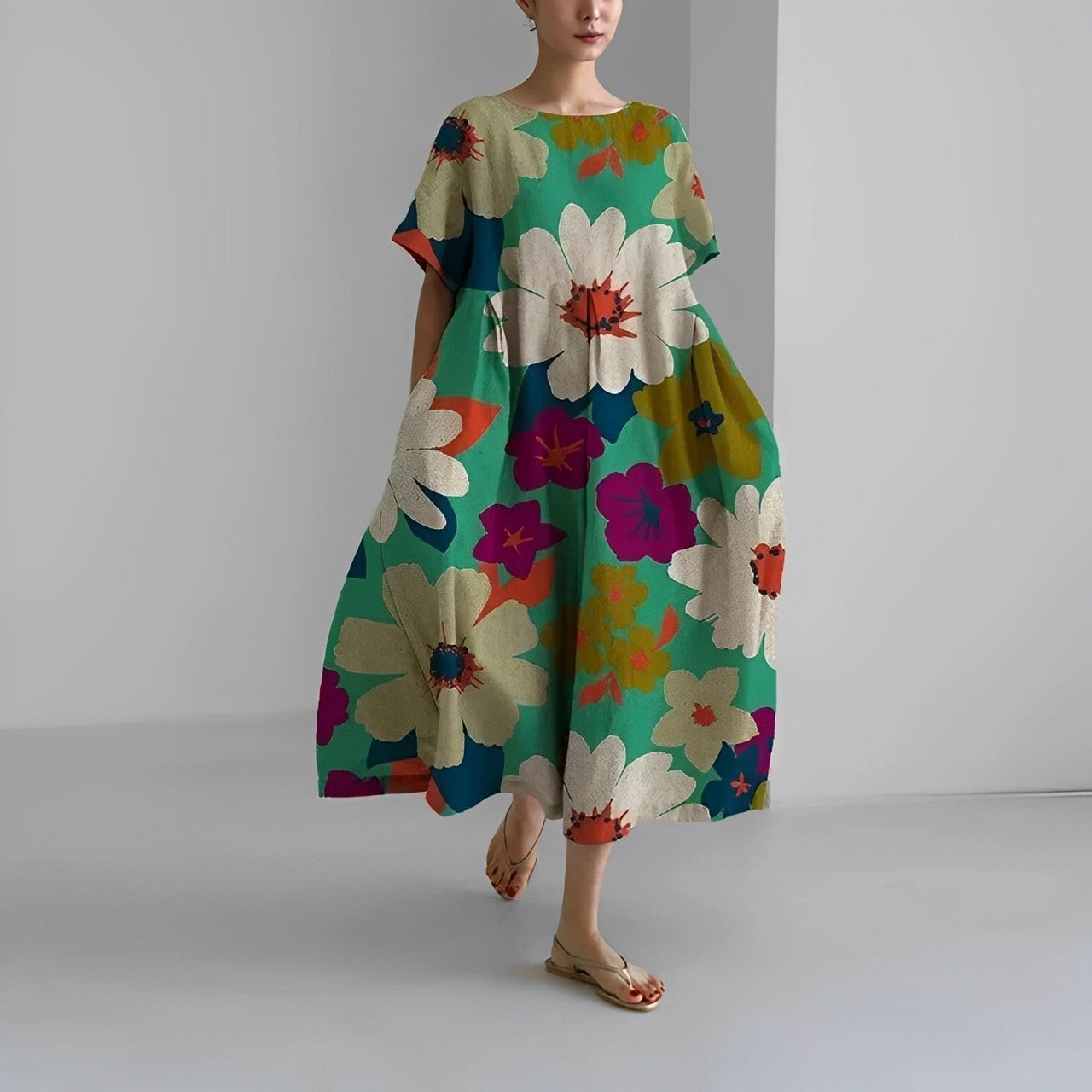 CLAIRE | Floral midi dress with bohemian print