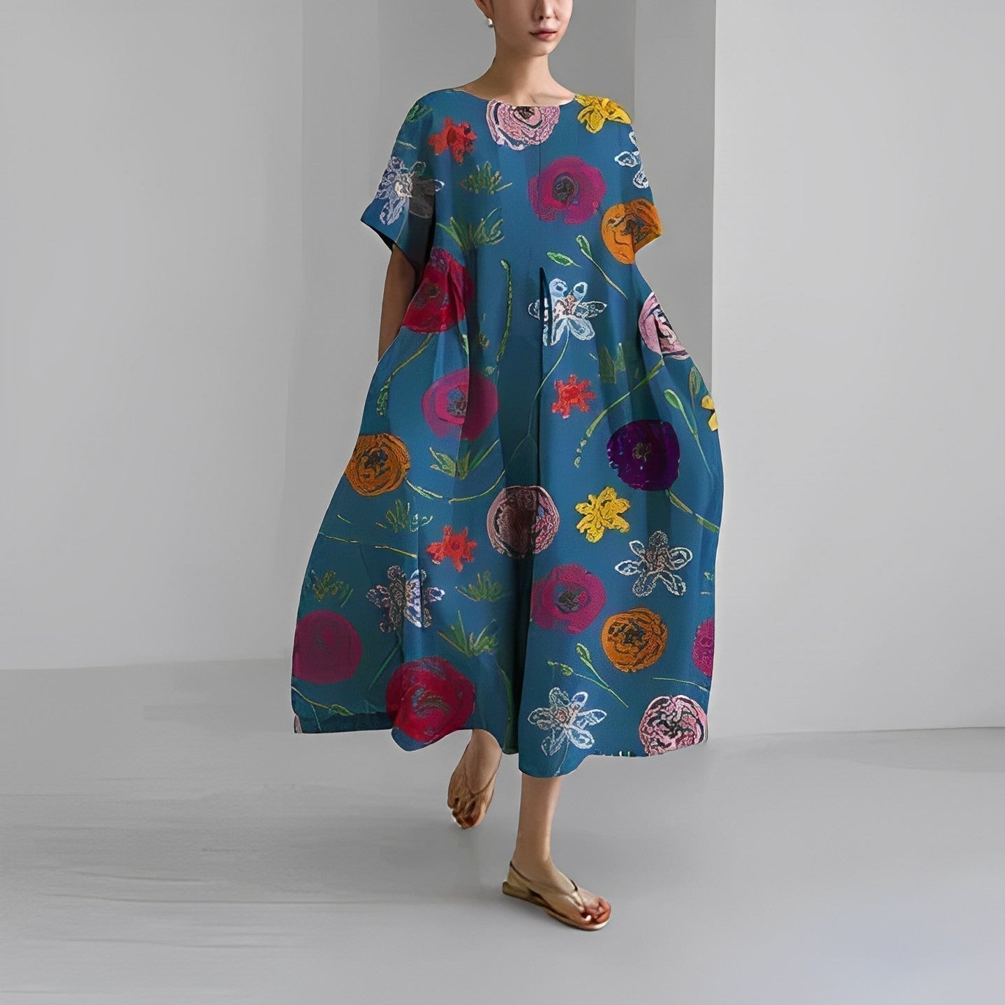 CLAIRE | Floral midi dress with bohemian print