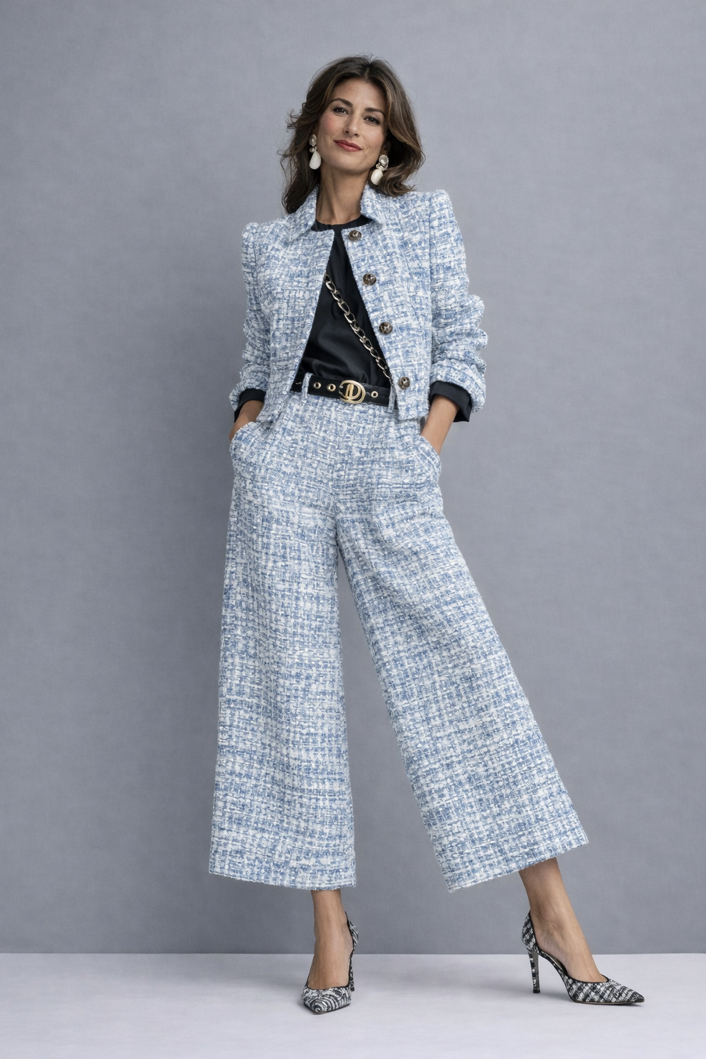 LUCÍA | Long-sleeve structured jacket and wide-leg pants set