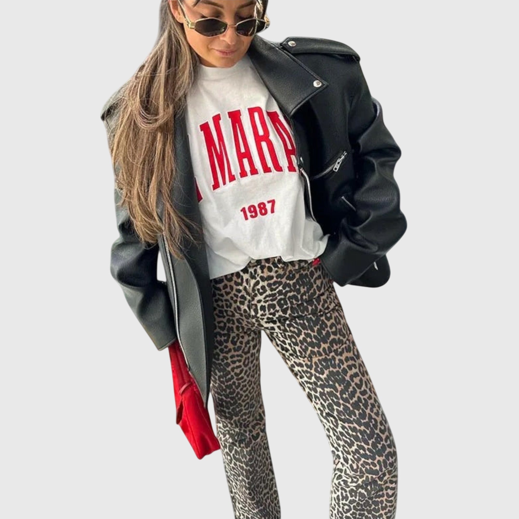 CHANDRA | Wide-leg jeans with leopard print