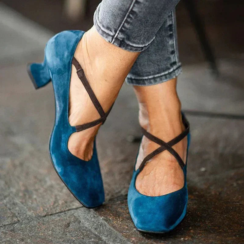 QUINN | Mid-heel sandals with crisscross straps