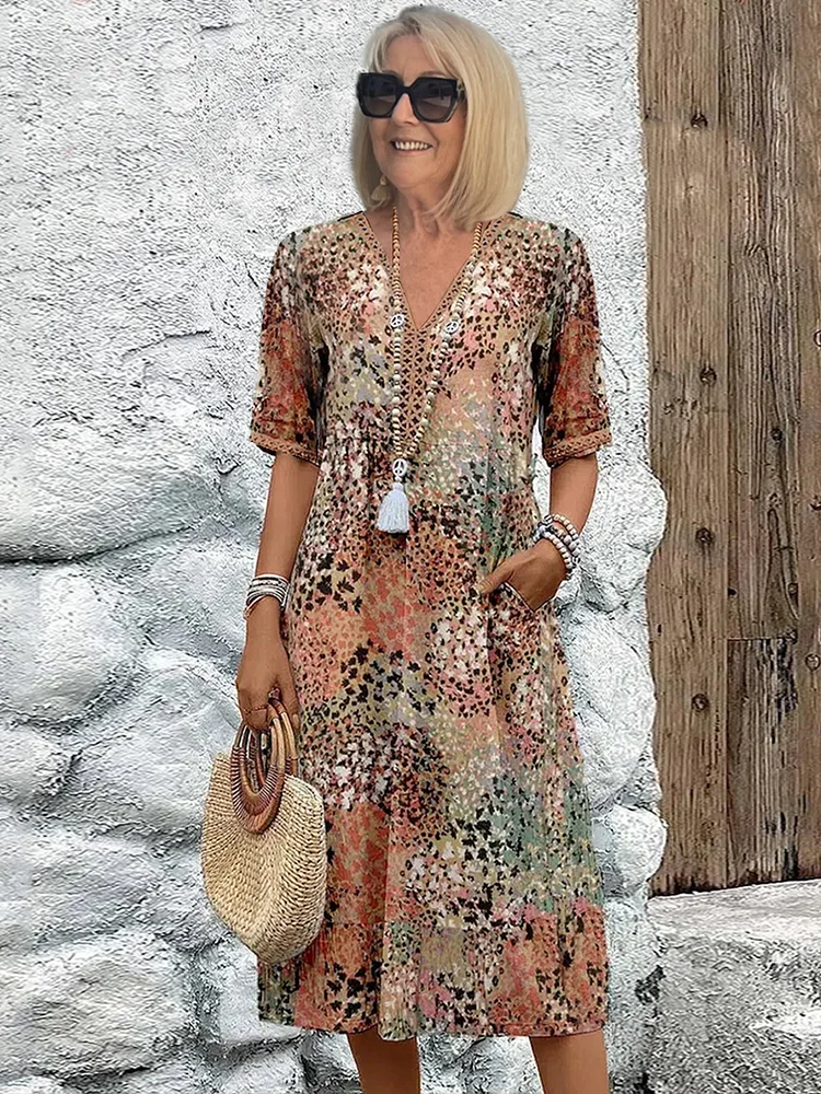 ROXANNE | Floral wrap midi dress with fluid drape