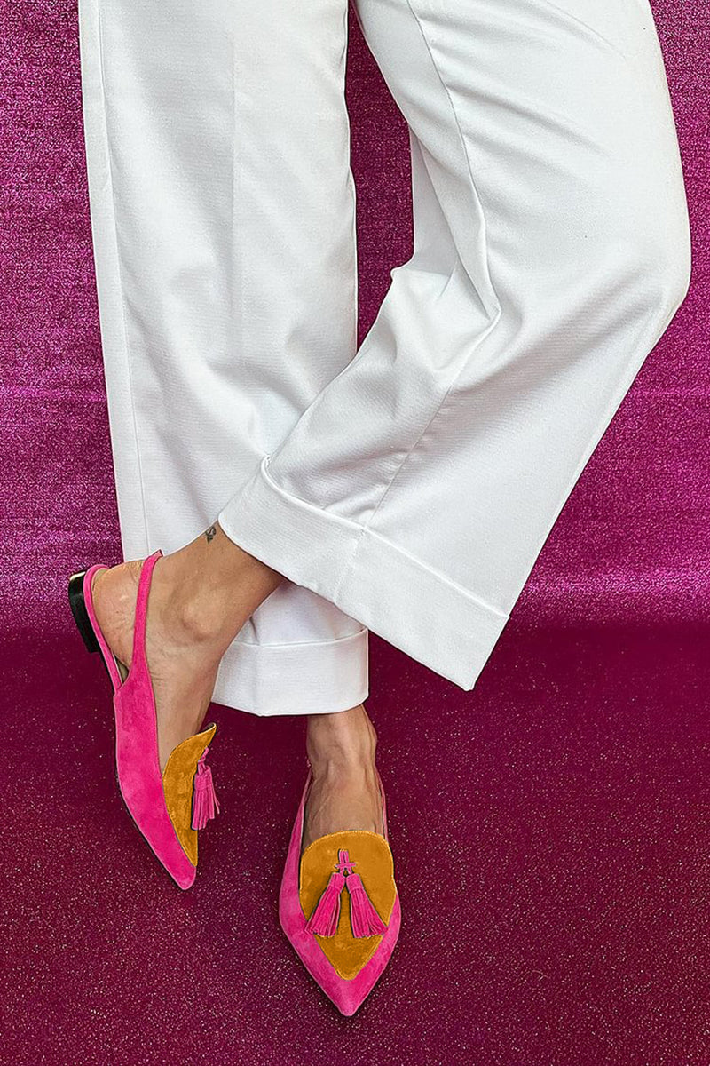 FRENDESSA | Fringe ballet flats with ankle strap