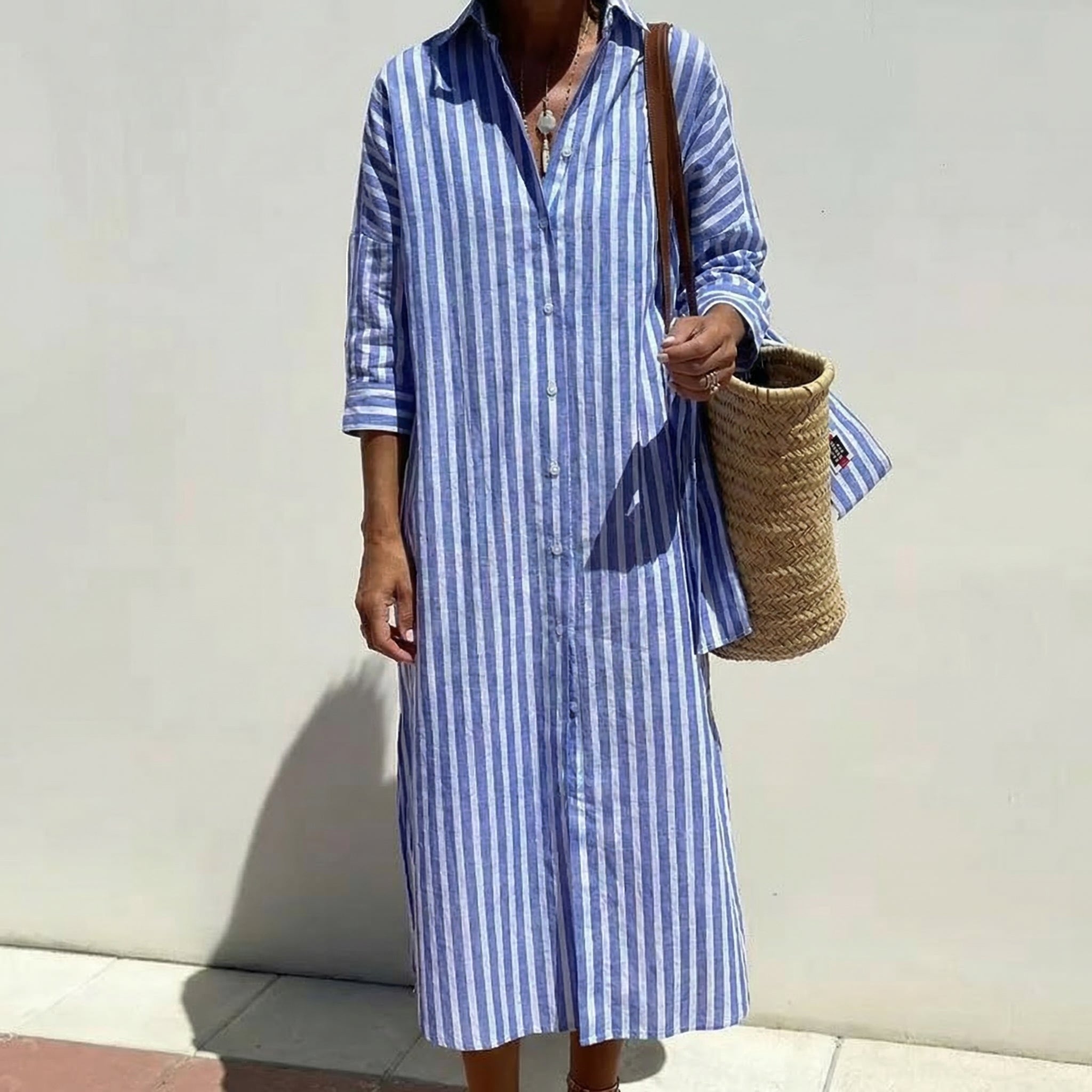 SKYLAR | Short-sleeve striped shirt dress