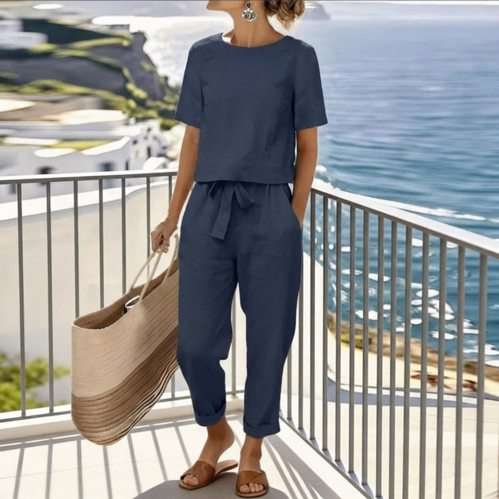 ISABELLA | Tie-front top and wide-leg pants set