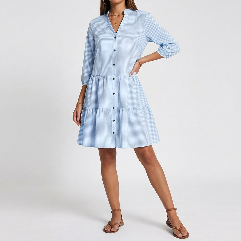 LILY | Short-sleeve shirt dress with button placket