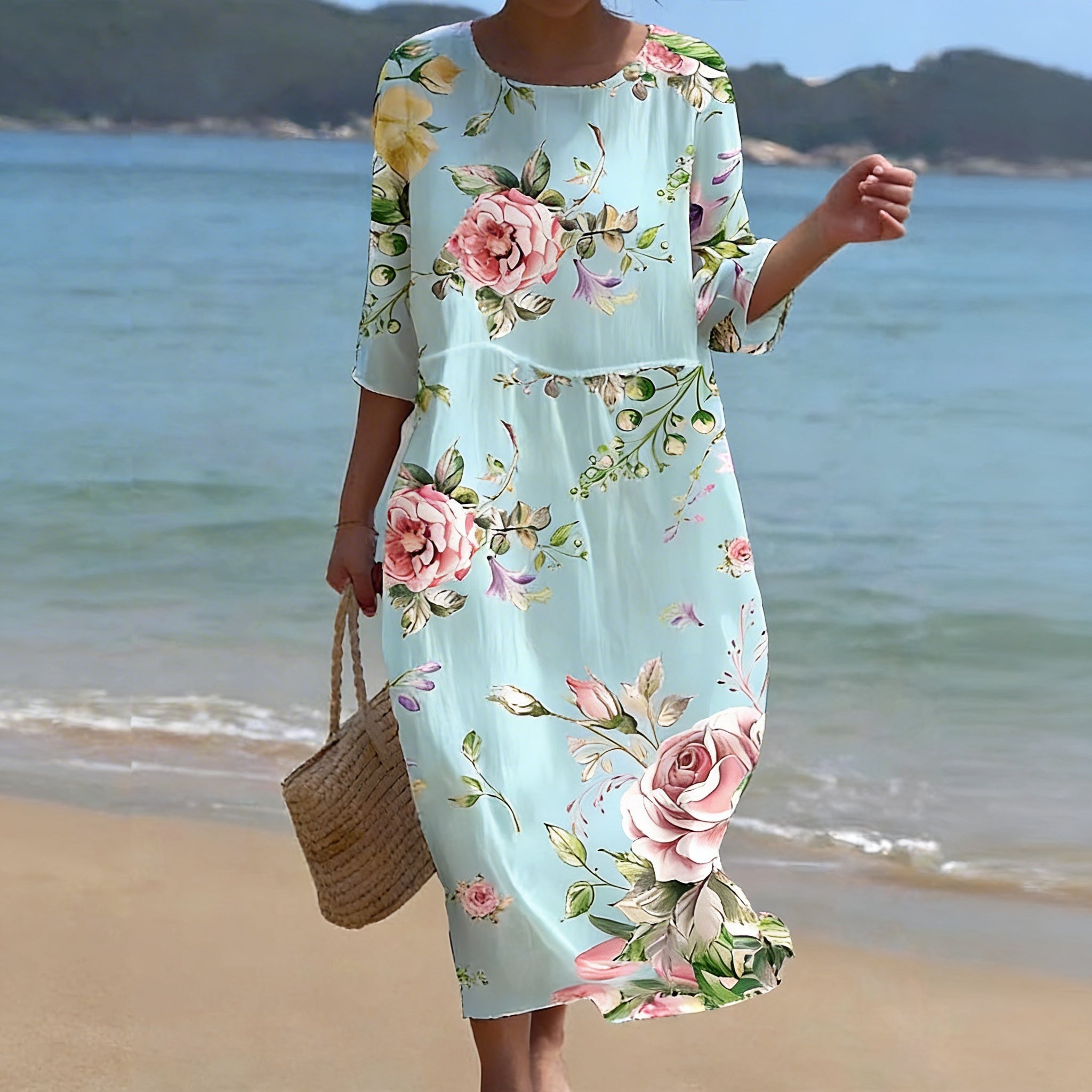 SIENNA | Midi dress with flutter sleeves and floral print