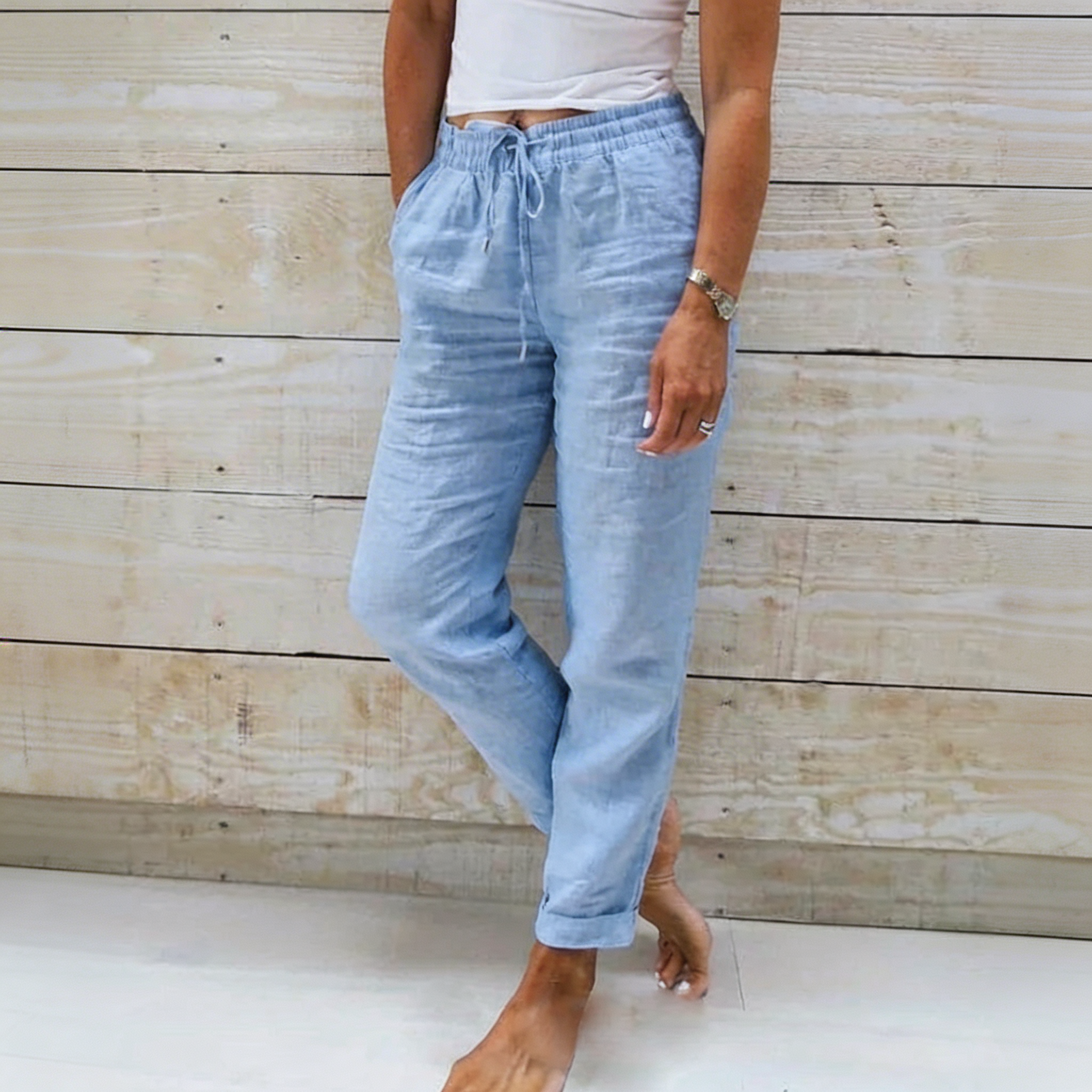 AURORA | Drawstring-waist pants with straight leg