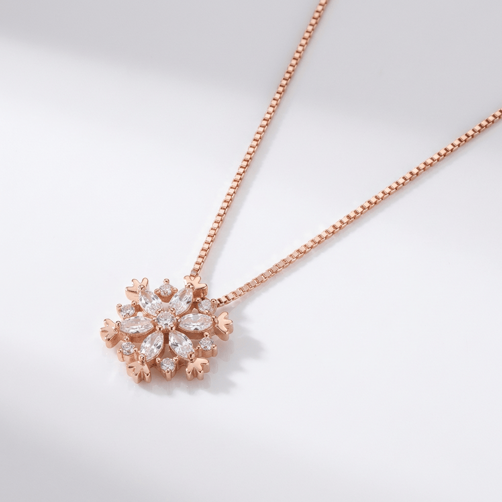 CRYSTAL | Sterling silver snowflake zirconia necklace