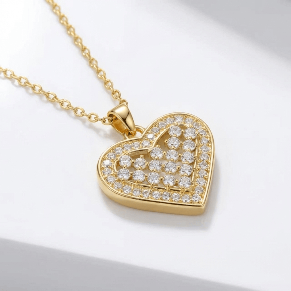 AURORA | Pave zirconia heart pendant necklace