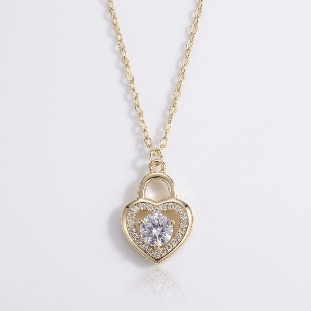 NOVA | Gold heart lock necklace with zirconia