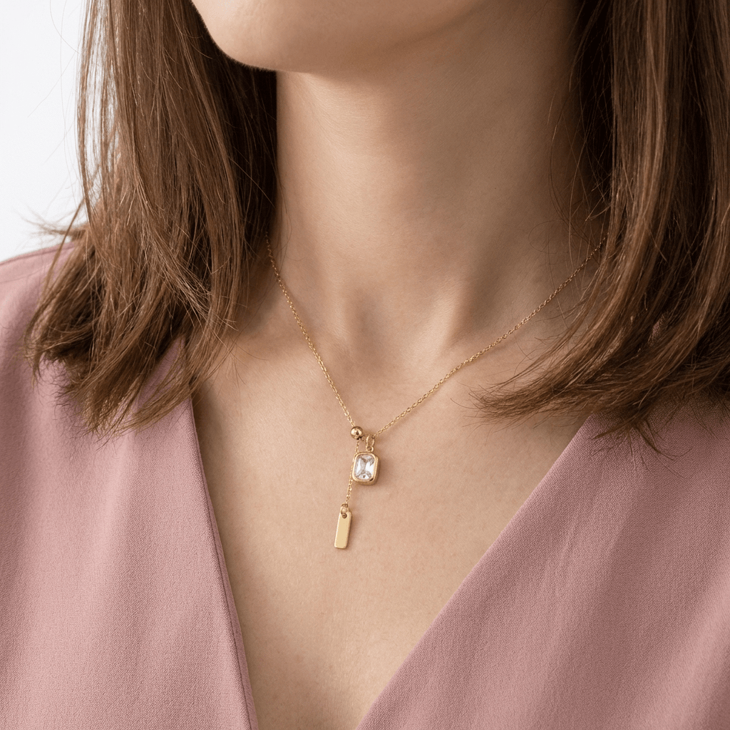 EDEN | Lariat necklace in polished titanium steel