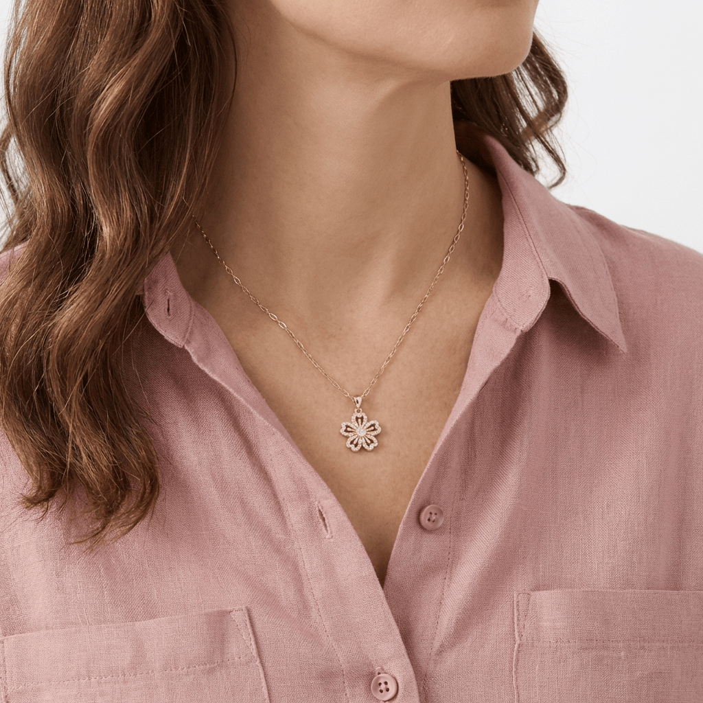 EDEN | Zirconia flower pendant necklace in gold