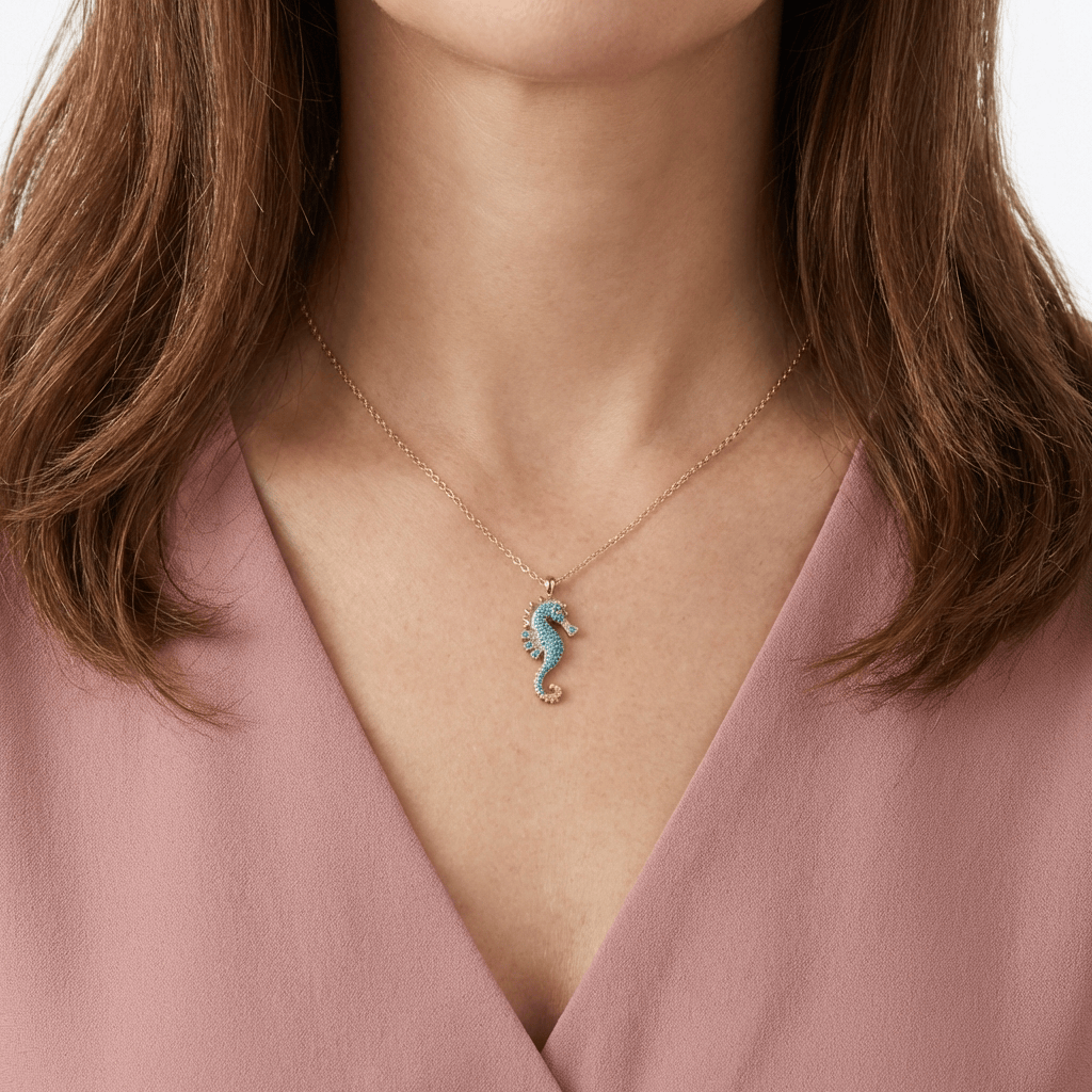 MARINA | Electroplated seahorse pendant necklace