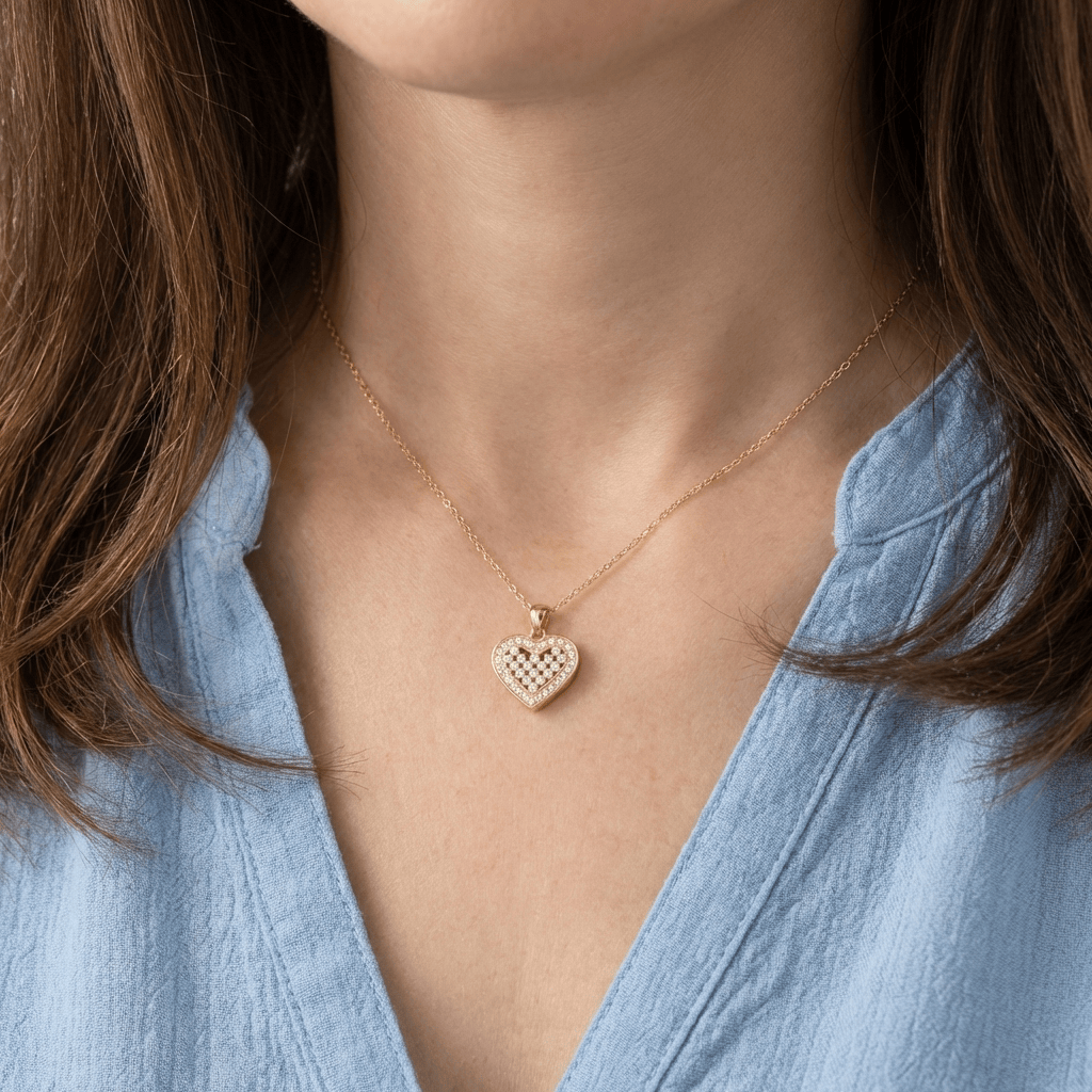 AURORA | Pave zirconia heart pendant necklace