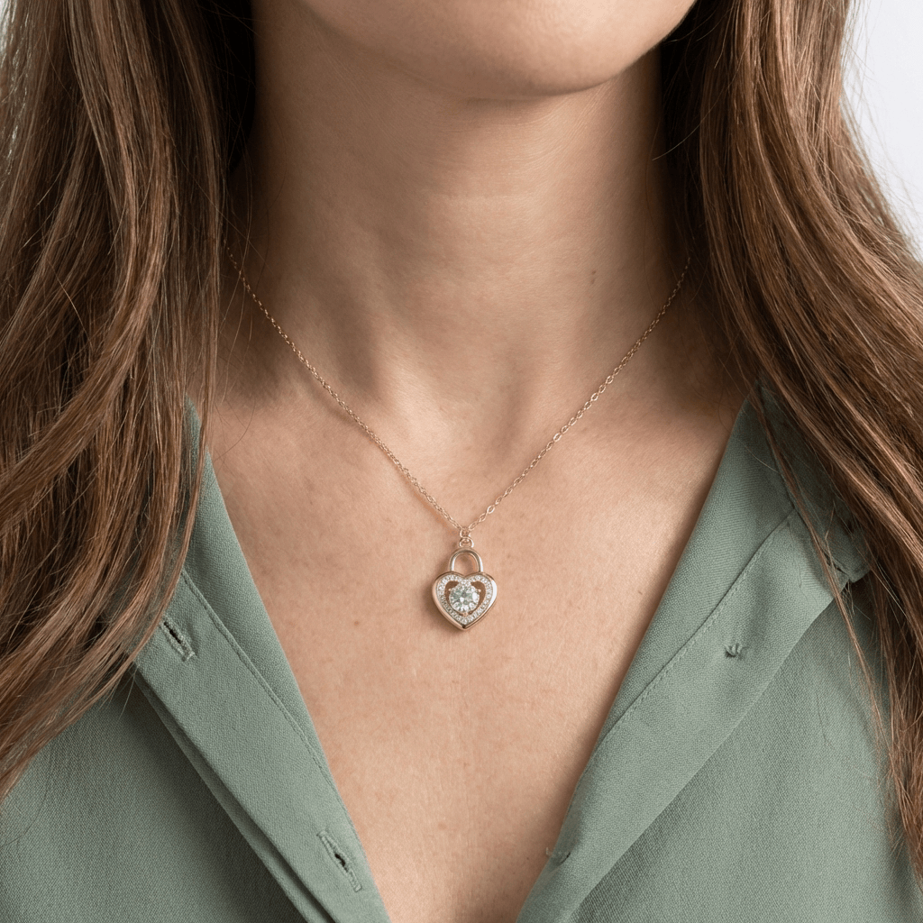 NOVA | Gold heart lock necklace with zirconia
