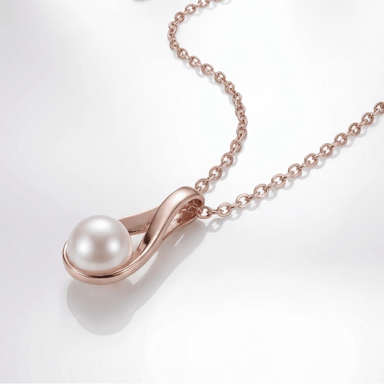 LUNA | Rose gold teardrop necklace with pearl