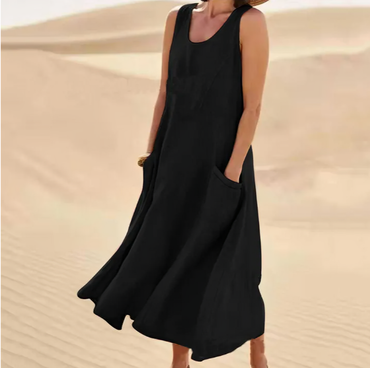 KEILY | Sleeveless round-neck dress with pockets