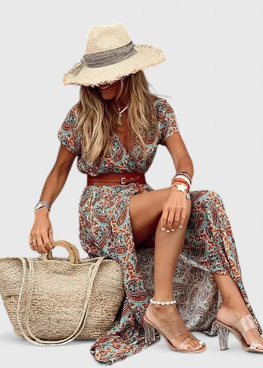 LORRAINE | Breezy boho maxi dress with gathered waist