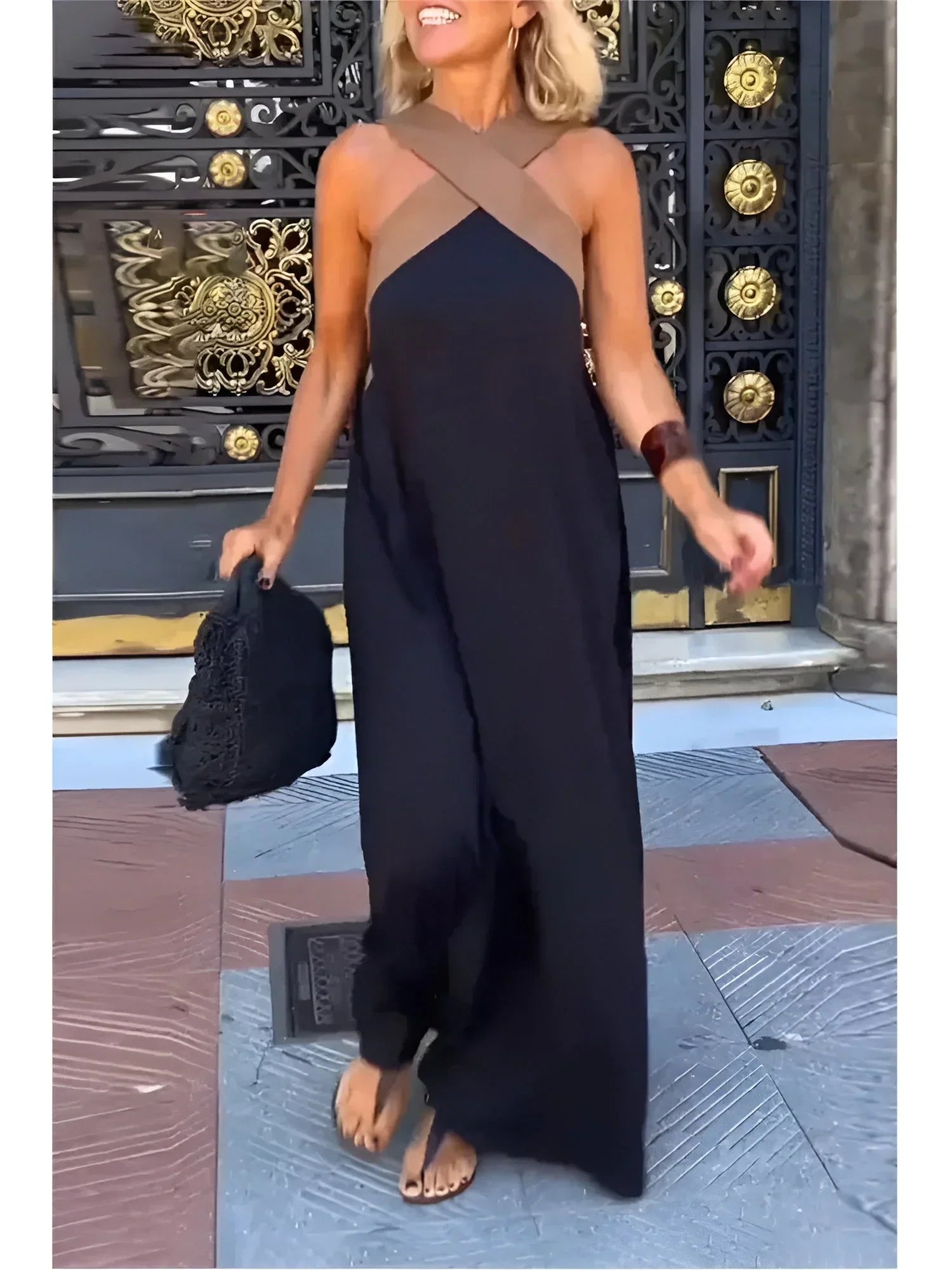 QUIRINE | Wrap-front maxi dress in soft fabric
