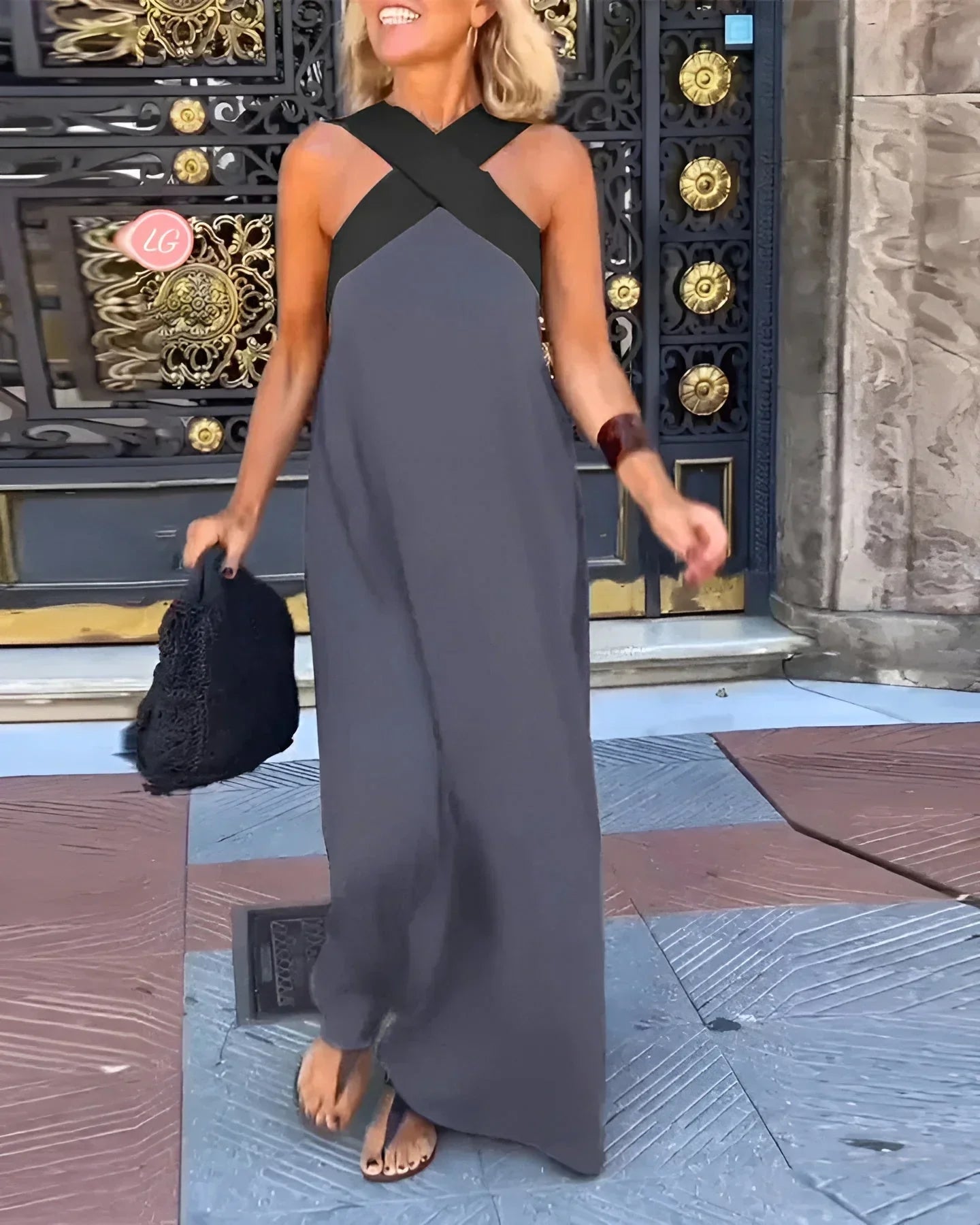 QUIRINE | Wrap-front maxi dress in soft fabric