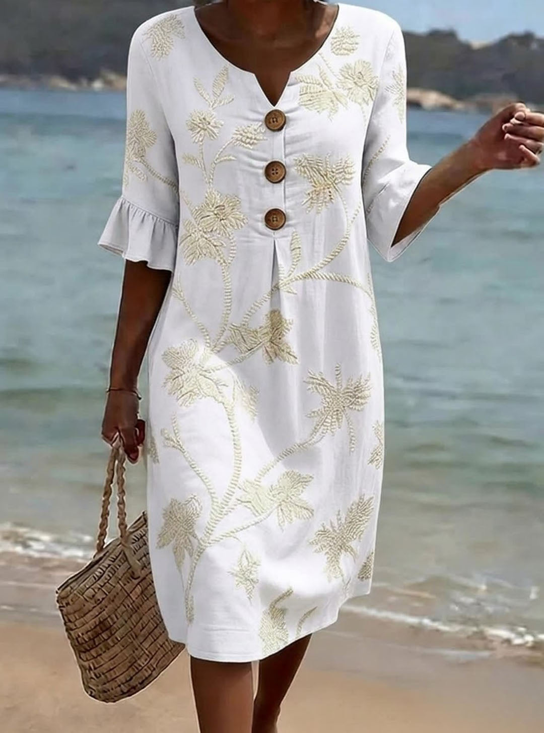 DAISY | Floral midi dress with polo collar