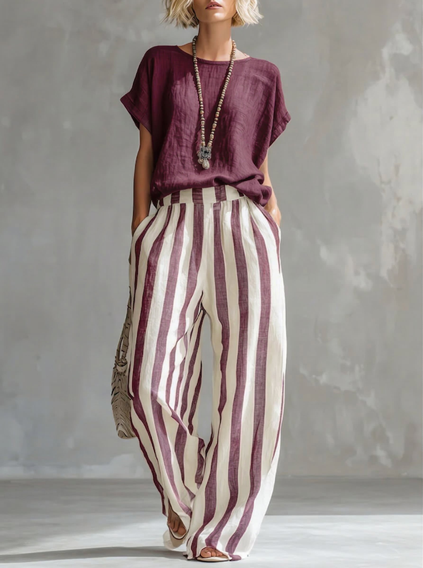 FRANKIE | Striped co-ord set with straight-leg pants