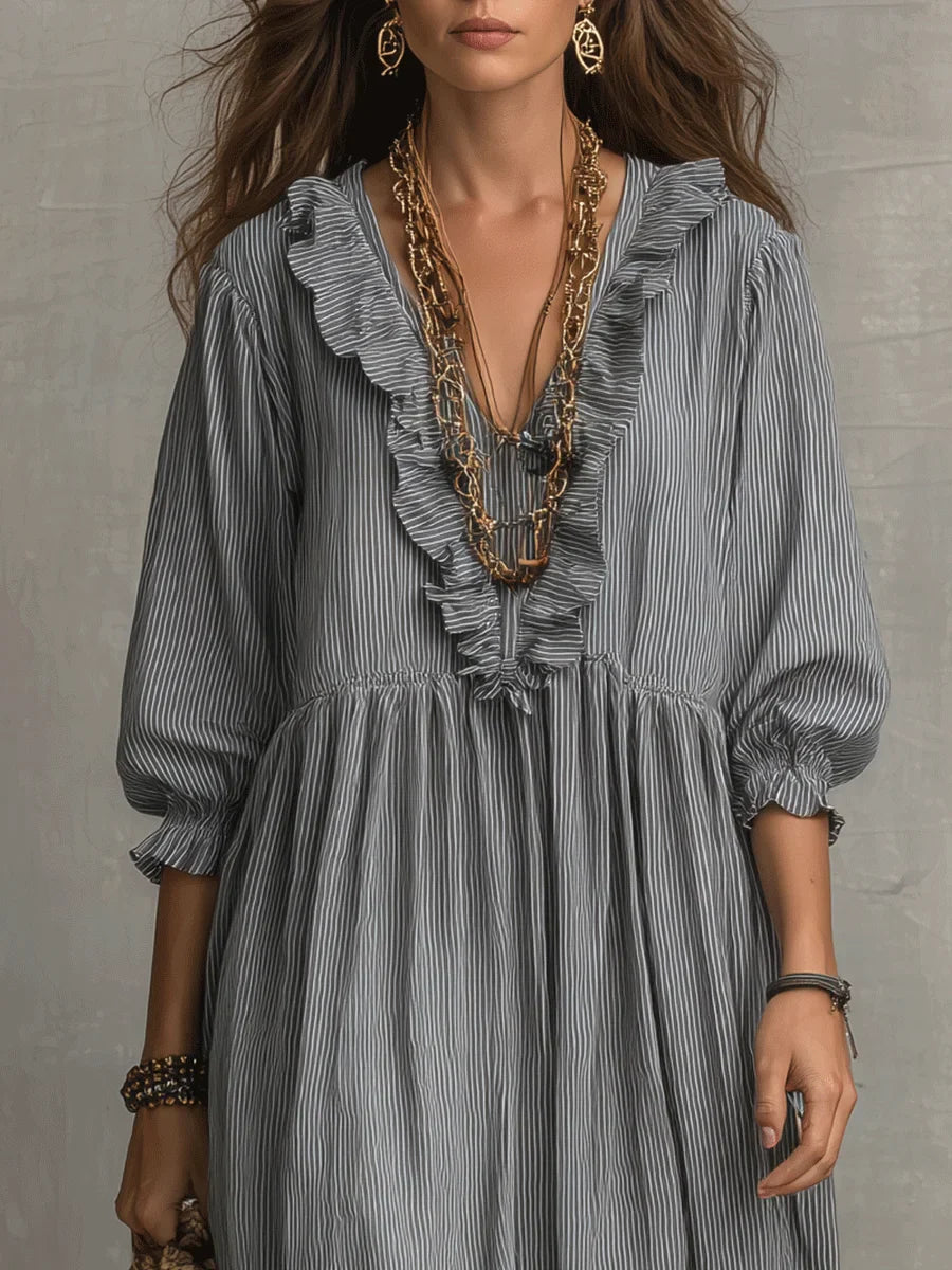 SUMMER | Striped maxi dress with ruffle hem