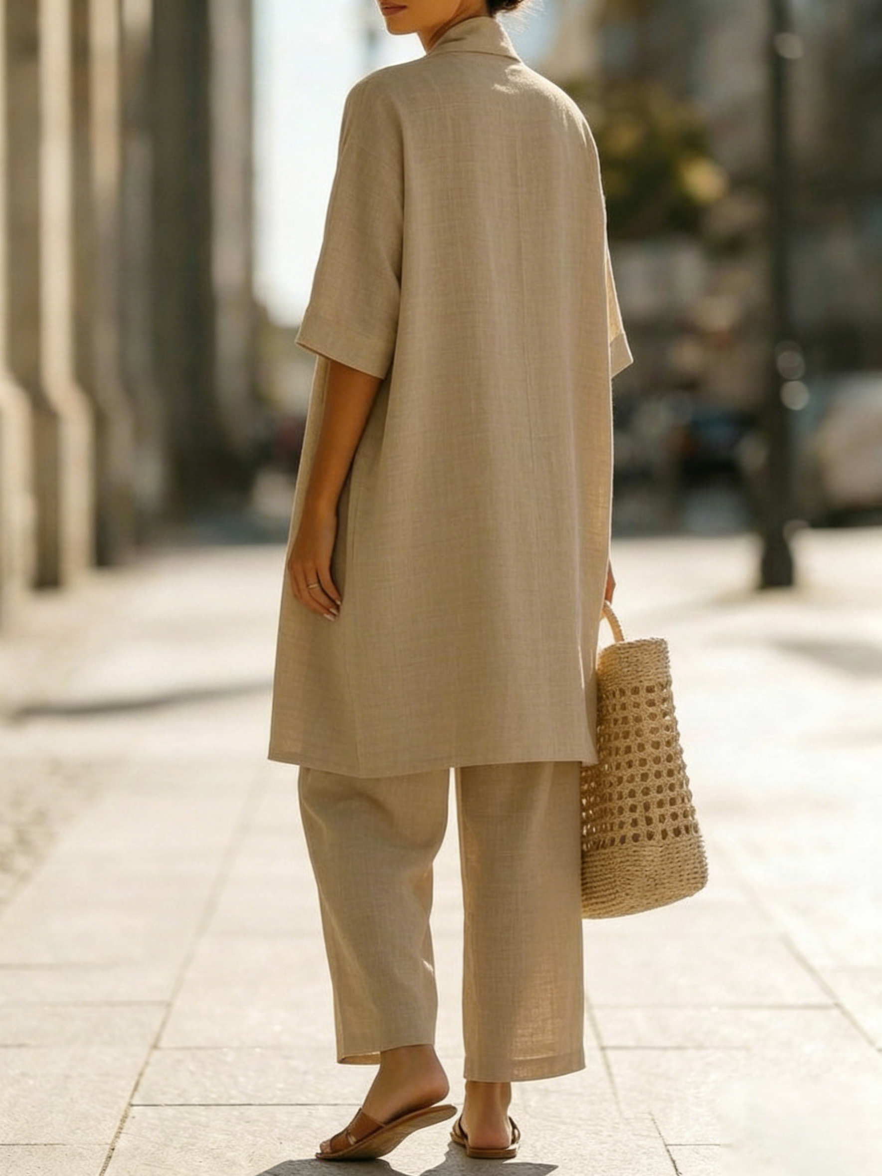 ISA | Short-sleeve three-piece set in soft fabric