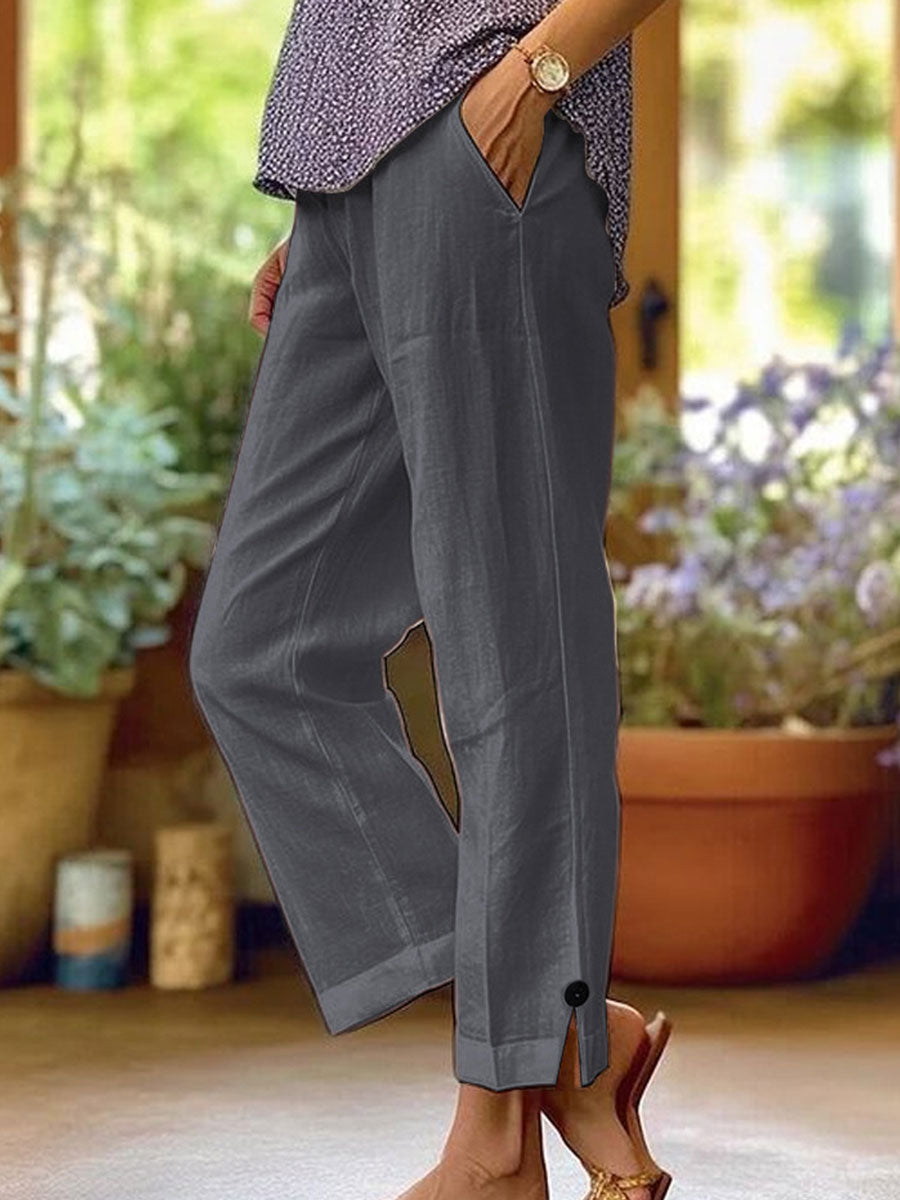 FRANKIE | Elastic-waist pants with slant pockets