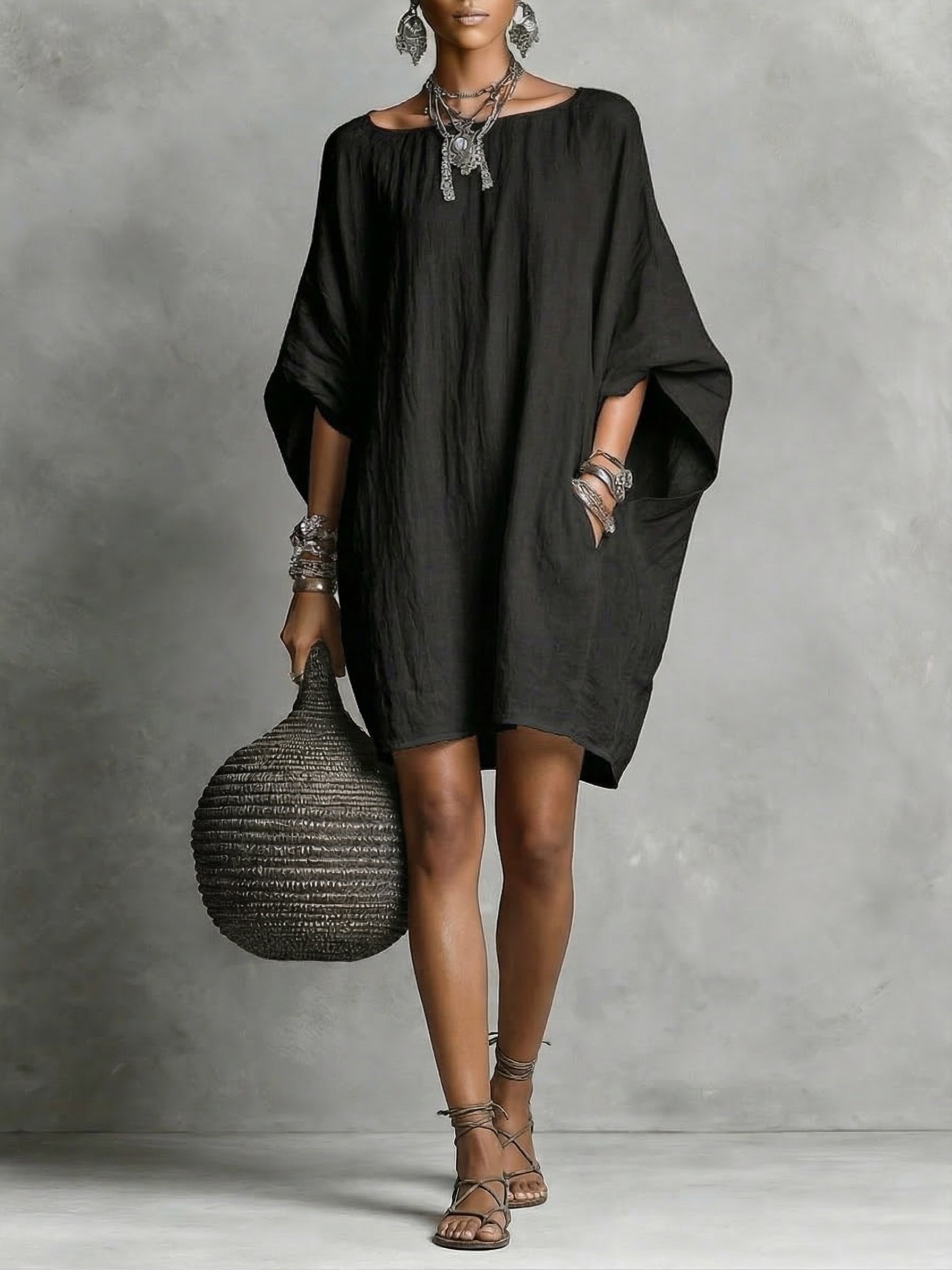 DAISY | Relaxed long-sleeve dress with side pockets