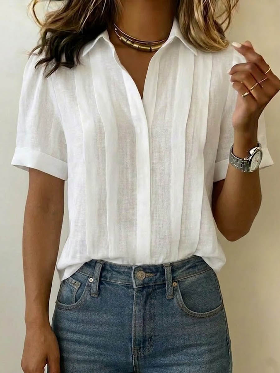 HARPER | Short-sleeve lapel shirt in woven fabric