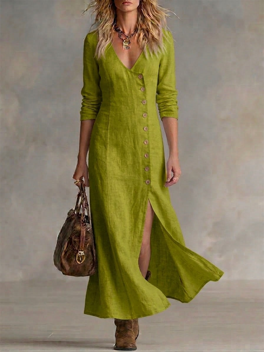EDEN | Relaxed button-front dress with V-neck