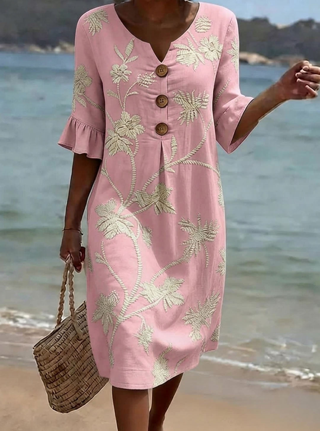 DAISY | Floral midi dress with polo collar